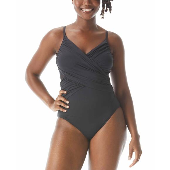 Coco Reef Contours Sterling Bra-Sized One-Piece Swimsuit black US 12/36C/D - Picture 1 of 10